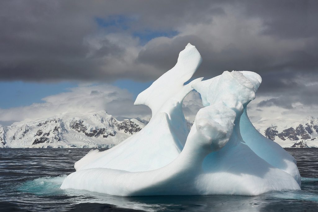 An Antarctic ice shelf meeting the ocean